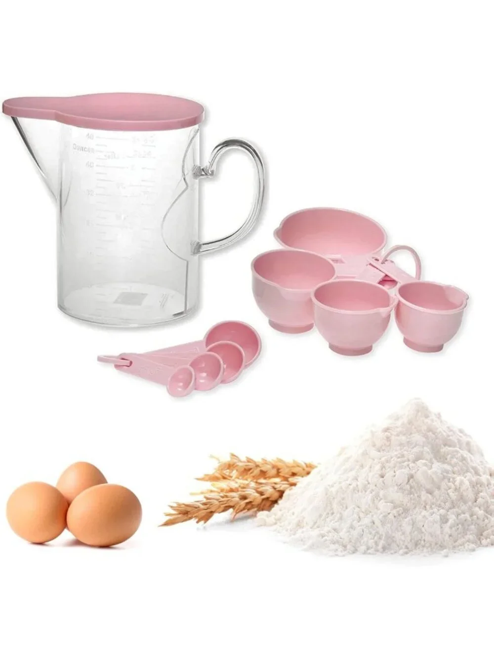 10-Piece Measuring Cups & Spoons Set - BPA-Free, Dishwasher Safe, Pink Kitchen